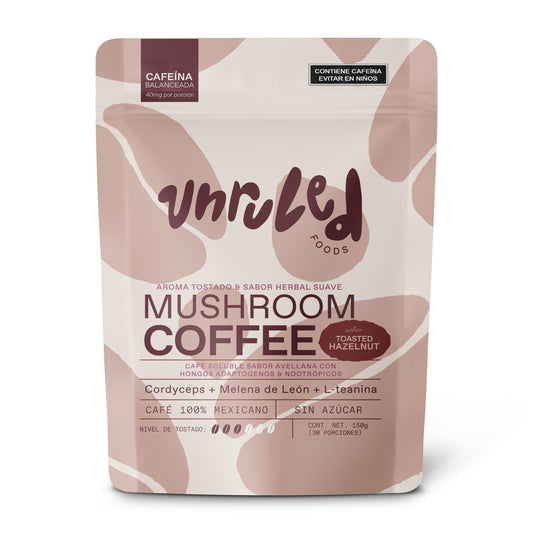 Café Soluble Sabor Avellana con Hongos Adaptógenos y Lteanina