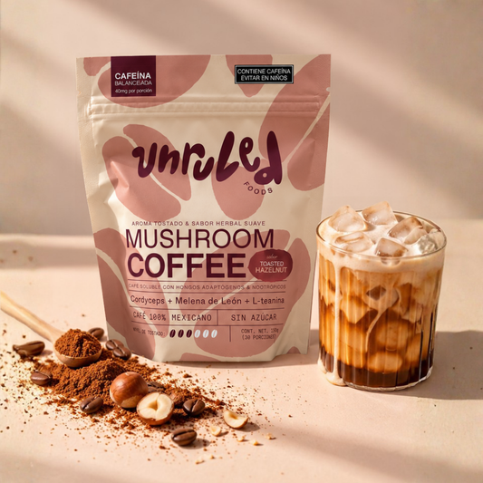 Café Soluble Sabor Avellana con Hongos Adaptógenos y Lteanina